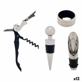 Set d'Accessoires pour Vin Noir Argenté Acier inoxydable (12 Unités) de Kinvara, Ensembles d'accessoires pour vin - Réf : S36...