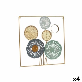 Décoration murale Multicouleur Fleurs Miroir Métal Verre 45 x 45 x 2 cm (4 Unités) de Gift Decor, Décorations murales - Réf :...