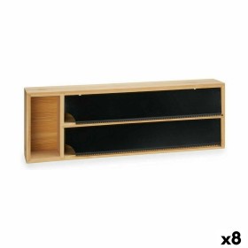 Paper dispenser Double Black Natural Bamboo Stainless steel 40 x 7 x 13 cm (8 Units) by Kinvara, Shelves and supports - Ref: ...