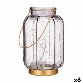 LED Lantern Green Golden Glass 10,7 x 18 x 10,7 cm (6 Units) | Tienda24 - Global Online Shop Tienda24.eu