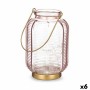 LED-Laterne Streifen Rosa Gold Glas 13,5 x 22 x 13,5 cm (6 Stück) | Tienda24 - Global Online Shop Tienda24.eu