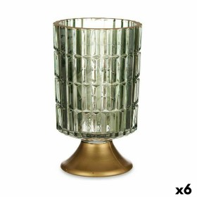 Lanterna LED Verde Dourado Vidro 10,7 x 18 x 10,7 cm (6 Unidades) de Gift Decor, Candelabros e suportes para velas - Ref: S36...