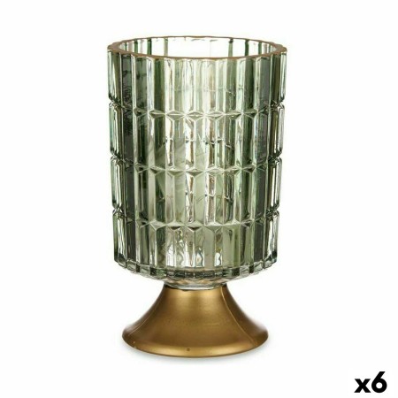 LED Lantern Green Golden Glass 10,7 x 18 x 10,7 cm (6 Units) | Tienda24 - Global Online Shop Tienda24.eu