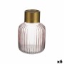 Vase Stripes Pink Golden Glass 12 x 18 x 12 cm (6 Units) by Gift Decor, Vases - Ref: S3626784, Price: 57,49 €, Discount: %