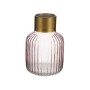 Vase Stripes Pink Golden Glass 12 x 18 x 12 cm (6 Units) by Gift Decor, Vases - Ref: S3626784, Price: 57,49 €, Discount: %