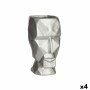 Vase 3D Face Silver Polyresin 12 x 24,5 x 16 cm (4 Units) | Tienda24 - Global Online Shop Tienda24.eu