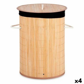 Cesto per i Panni Sporchi Naturale Nero Metallo Bambù 48 L Legno MDF (4 Unità) di Kipit, Ceste per la biancheria - Rif: S3626...