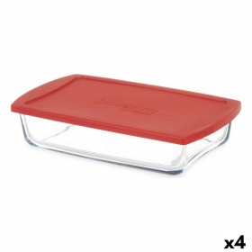 Porta pranzo Borcam Rosso Trasparente Vetro Borosilicato 1,3 L (4 Unità) di Pasabahce, Conservazione di alimenti - Rif: S3626...