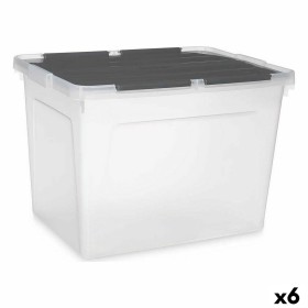 Storage Box with Lid 48 L Transparent Anthracite (6 Units) by Kipit, Storage boxes and chests - Ref: S3626987, Price: 50,31 €...