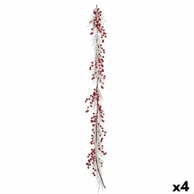 Christmas garland Branch White Red Plastic 180 x 14 cm (4 Units) by Krist+, Christmas - Ref: S3627001, Price: 76,40 €, Discou...