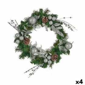 Couronne de Noël Vert Argenté 60 x 13 x 60 cm (4 Unités) de Krist+, Noël - Réf : S3627016, Prix : 67,54 €, Remise : %