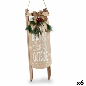 Decoração Suspensa Placa Trenó Bege Madeira MDF 20 x 5 x 69 cm (6 Unidades) de Krist+, Natal - Ref: S3627025, Preço: 52,62 €,...