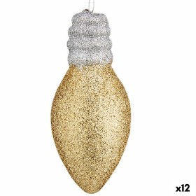 Christmas bauble Light bulb Golden Silver Plastic 5 x 6 x 12 cm (12 Units) by Krist+, Christmas - Ref: S3627058, Price: 24,36...