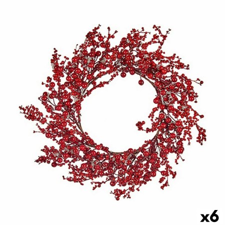 Couronne de Noël Rouge Plastique 48 x 10 x 48 cm (6 Unités) de Krist+, Noël - Réf : S3627065, Prix : 60,34 €, Remise : %