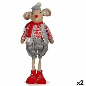 Figura Decorativa Ratón Rojo Gris 27 x 18 x 74 cm (2 Unidades) de Krist+, Navidad - Ref: S3627090, Precio: 52,21 €, Descuento: %