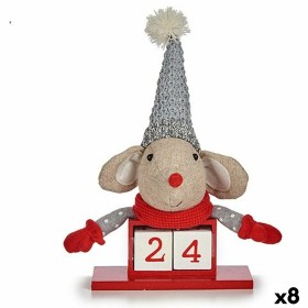 Decorative Figure Mouse Calendar Red Grey Wood 20 x 11 x 20 cm (8 Units) by Krist+, Christmas - Ref: S3627094, Price: 59,11 €...