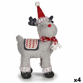 Decorative Figure Christmas Reindeer Red Grey 21 x 36 x 36 cm (4 Units) by Krist+, Christmas - Ref: S3627101, Price: 38,97 €,...