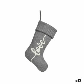 Christmas bauble Love Christmas Stocking Grey Cloth 28 x 4 x 46 cm (12 Units) by Krist+, Christmas - Ref: S3627105, Price: 76...