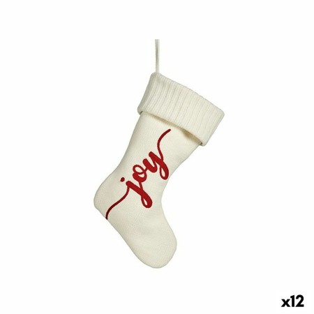 Christmas bauble Joy Christmas Stocking White Cloth 28 x 4 x 46 cm (12 Units) | Tienda24 - Global Online Shop Tienda24.eu