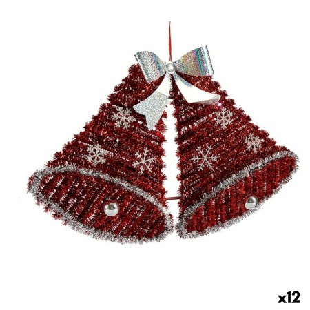 Weihnachtsschmuck Halsband Glocken Lametta LED Leicht Weiß Rot 52 x 31,5 x 7,5 cm (12 Stück) | Tienda24 - Global Online Shop Tienda24.eu