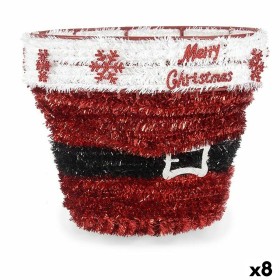 Figura Decorativa Cesta Espumillón Blanco Rojo Polipropileno PET 27 x 22 x 27 cm (8 Unidades) de Krist+, Navidad - Ref: S3627...