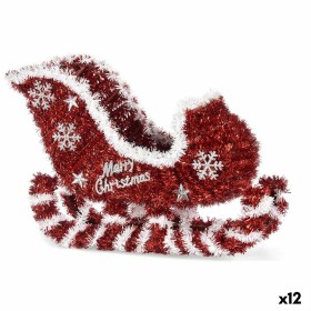 Decorative Figure Sledge Tinsel White Red polypropylene PET 32,5 x 23 x 12 cm (12 Units) by Krist+, Christmas - Ref: S3627203...