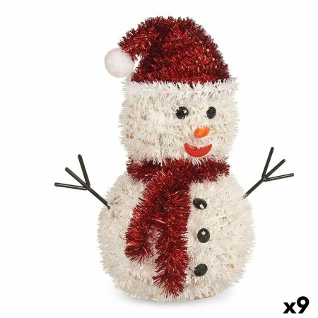 Deko-Figur Schneemann Lametta Weiß Rot Polypropylen PET 24 x 26 x 14 cm (9 Stück) von Krist+, Weihnachten - Ref: S3627204, Pr...