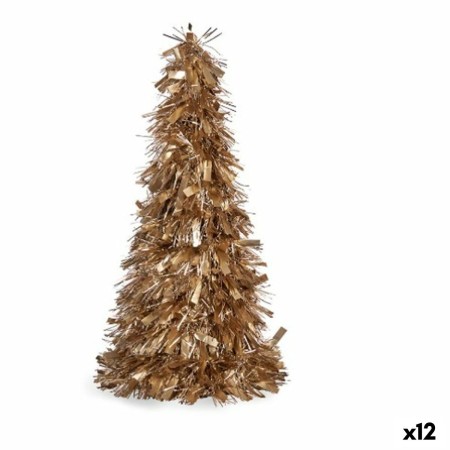 Figura Decorativa Árvore de Natal Enfeite Cintilante Dourado Polipropileno PET 27 x 45,5 x 27 cm (12 Unidades) de Krist+, Nat...