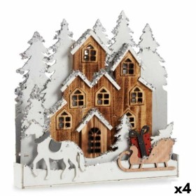 Deko-Figur Licht Dorf Weiß Braun Holz 44 x 44,5 x 6 cm (4 Stück) von Krist+, Weihnachten - Ref: S3627246, Preis: 96,82 €, Rab...