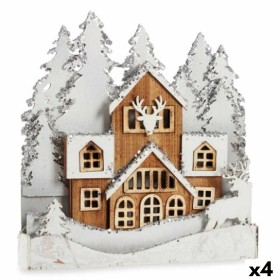 Figura Decorativa Leve Povoação Branco Castanho Madeira 44 x 43 x 6 cm (4 Unidades) de Krist+, Natal - Ref: S3627248, Preço: ...