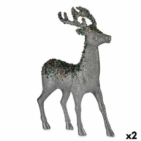 Decorative Figure Christmas Reindeer Silver Plastic 15 x 45 x 30 cm (2 Units) by Krist+, Christmas - Ref: S3627279, Price: 28...