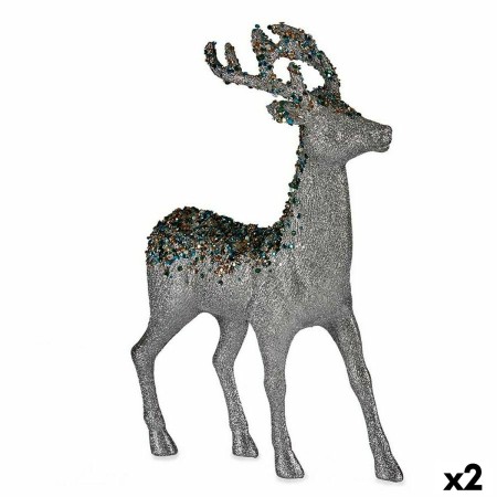 Figura Decorativa Rena de Natal Prateado Plástico 15 x 45 x 30 cm (2 Unidades) | Tienda24 - Global Online Shop Tienda24.eu