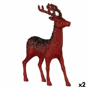 Decorative Figure Christmas Reindeer Red Plastic 15 x 45 x 30 cm (2 Units) by Krist+, Christmas - Ref: S3627280, Price: 27,78...