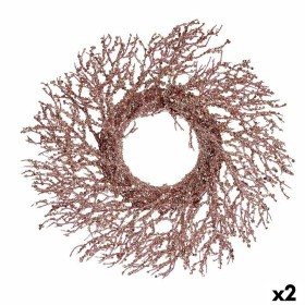 Couronne de Noël Branche Rose Plastique 50 x 10 x 50 cm (2 Unités) de Krist+, Noël - Réf : S3627287, Prix : 35,37 €, Remise : %