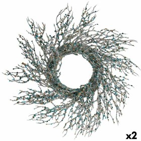 Couronne de Noël Branche Bleu Plastique 50 x 10 x 50 cm (2 Unités) de Krist+, Noël - Réf : S3627289, Prix : 35,37 €, Remise : %