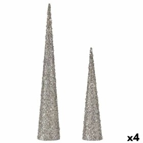 Set of Figures Cones Sequins White Plastic (4 Units) by Krist+, Christmas - Ref: S3627293, Price: 44,21 €, Discount: %