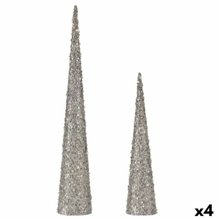 Set of Figures Cones Sequins White Plastic (4 Units) by Krist+, Christmas - Ref: S3627293, Price: 39,51 €, Discount: %