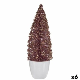 Decorative Figure Christmas Tree Pink Golden Plastic 9 x 28 x 9 cm (6 Units) by Krist+, Christmas - Ref: S3627298, Price: 25,...