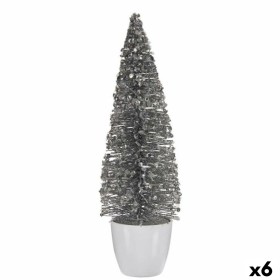 Decorative Figure Christmas Tree White Silver Plastic 10 x 33 x 10 cm (6 Units) by Krist+, Christmas - Ref: S3627302, Price: ...