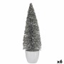 Figura Decorativa Árbol de Navidad Blanco Plateado Plástico 10 x 33 x 10 cm (6 Unidades) de Krist+, Navidad - Ref: S3627302, ...