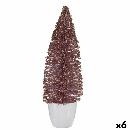 Figurine Décorative Sapin de Noël Rose Doré 10 x 33 x 10 cm (6 Unités) de Krist+, Noël - Réf : S3627303, Prix : 32,67 €, Remi...