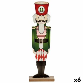 Figura Decorativa Quebra-Nozes Branco Preto Vermelho Verde Madeira 10 x 60 x 19 cm (6 Unidades) de Krist+, Natal - Ref: S3627...