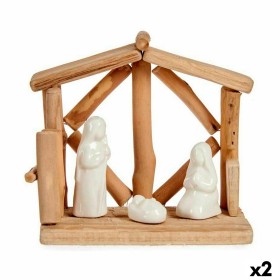 Crèche de Noël Blanc Naturel Bois Céramique 17 x 14,5 x 8 cm (2 Unités) de Krist+, Noël - Réf : S3627451, Prix : 14,58 €, Rem...