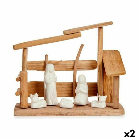 Belén de Navidad Blanco Natural Madera Cerámica 10 x 21 x 25 cm (2 Unidades) de Krist+, Navidad - Ref: S3627452, Precio: 21,1...