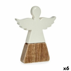 Decorative Figure Angel White Brown Wood Ceramic 2,5 x 18 x 15 cm (6 Units) by Krist+, Christmas - Ref: S3627454, Price: 32,6...