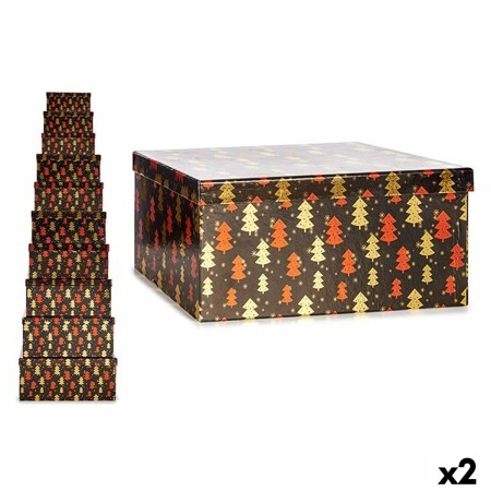 Set of decorative boxes Christmas Tree Black Red Golden Cardboard (2 Units) by Krist+, Christmas - Ref: S3627508, Price: 58,7...