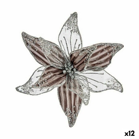 Flor Decorativa Plateado Plástico 25 x 25 x 7 cm (12 Unidades) de Krist+, Navidad - Ref: S3627531, Precio: 39,86 €, Descuento: %