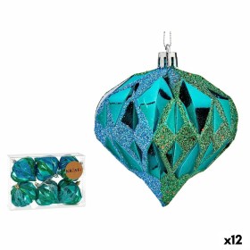 Set de Bolas de Navidad Diamante Azul Plástico 8 x 9 x 8 cm (12 Unidades) de Krist+, Navidad - Ref: S3627583, Precio: 48,70 €...