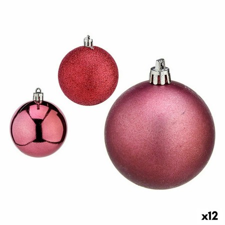 Lot de boules de Noël Rose Plastique 6 x 7 x 6 cm (12 Unités) de Krist+, Noël - Réf : S3627622, Prix : 18,89 €, Remise : %