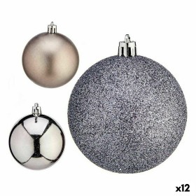 Set de Bolas de Navidad Plateado Plástico Ø 7 cm (12 Unidades) de Krist+, Navidad - Ref: S3627641, Precio: 17,07 €, Descuento: %